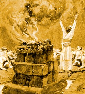 Le feu du ciel consume le sacrifice - Bible - James Jacques Joseph after Tissot
