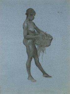 Négresse portant un panier de légumes
