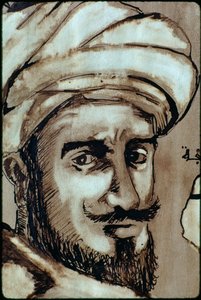 Portrait du mystique islamique et voyageur Ibn Battuta. TANGER, MAROC.