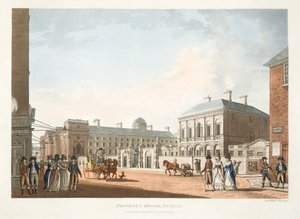 Maison du prévôt, Dublin, 1794 (gravure coloriée à la main) - James Malton