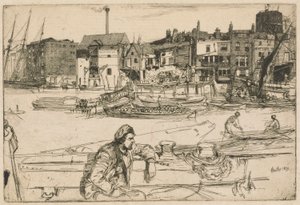 Black Lion Wharf, de la série Thames Set (Une série de seize gravures de scènes sur la Tamise et autres sujets) - James Abbott McNeill Whistler