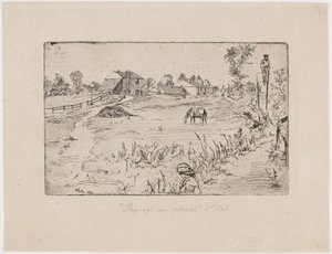 Paysage avec chevaux