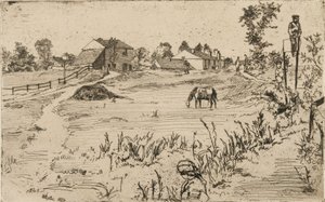 Paysage avec chevaux