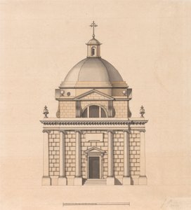 Design pour un temple sur un plan carré avec un dôme : Élévation - James Paine