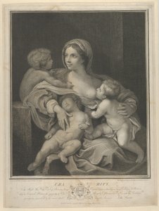 Charité assise nourrissant un nourrisson, un autre dormant sur ses genoux et un troisième lui parlant, 1793 - James Parker