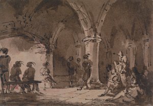 Figures médiévales dans une crypte