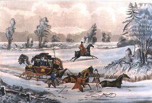 La diligence dans une dérive de neige, gravée par G. Reeves, publiée par J. Watson le 21/9/1825 - James Pollard