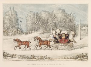 Le Mail Coach dans une tempête de neige