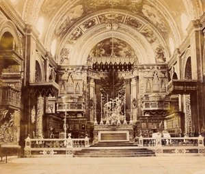 Intérieur de la co-cathédrale Saint-Jean à La Valette, Malte, 1850