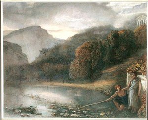 Paysage avec un Temple et des Figures Pastorales - James Smetham