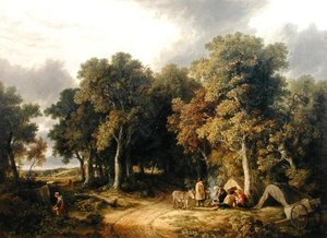 Campement dans un paysage boisé - James Stark