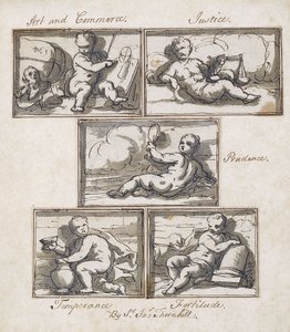 Art et Commerce; Justice; Prudence; Tempérance; et Force