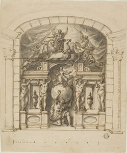Conception pour un décor de scène (Hampton Court) avec des figures mythologiques - James Thornhill