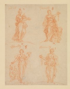 Les Quatre Vertus - Bienveillance, Générosité, Libéralité et Humanité, XVIIe siècle - James Thornhill
