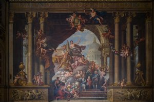 Le mur ouest de la salle peinte, vers 1707-27