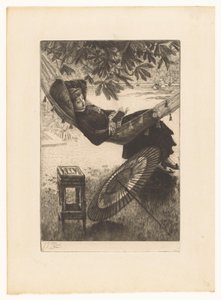 Jeune femme lisant dans un hamac - James Tissot