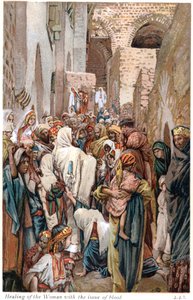Femme avec une perte de sang touchant le bord du vêtement de Jésus et étant guérie, vers 1890