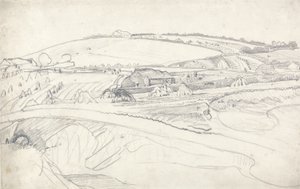 Paysage avec ferme et gerbes de maïs - James Ward