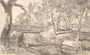 Paysage fluvial avec une cascade - James Ward