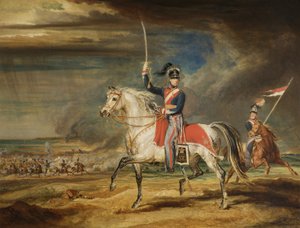 Sir John Leicester, Bt, exerçant son régiment de Cheshire Yeomanry sur les sables à Liverpool, 1824