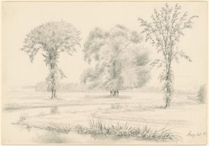 Paysage avec trois arbres