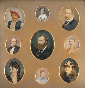 Neuf portraits dans passe-partout original, années 1880 - James William Bailey