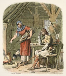 Alfred dans la chaumière du vacher, c.AD 878, de A Chronicle of England BC 55 to AD 1485, pub. Londres - James William Edmund Doyle