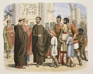 Grégoire et les esclaves anglais à Rome, 590 après J.-C., tiré de A Chronicle of England BC 55 to AD 1485, pub. Londres, 1863 - James William Edmund Doyle