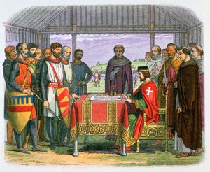 Illustration du roi Jean signant la Magna Carta