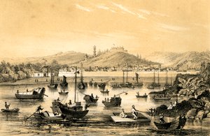 Ningbo, un des cinq ports ouverts par le dernier traité au commerce britannique, Chine, 1847