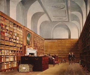 La bibliothèque du roi, Buckingham House, de The History of the Royal Residences, gravé par James Baily, par William Henry Pyne (1769-1843), 1819