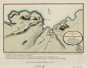 Plan de la baie de Fishguard où les Français ont débarqué 1200 hommes le 22 février 1797 et se sont rendus prisonniers à Lord Cawdor le 24