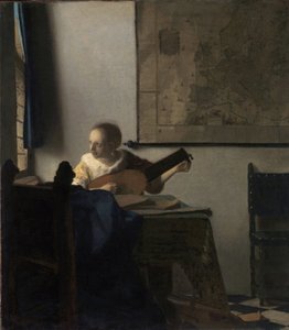 La Femme à la Luth - Peinture de Johannes Vermeer (Vermeer de Delft) (1632-1675), huile sur toile, vers 1663, 51,4x45,7 cm. Le Metropolitan Museum of Art, New York