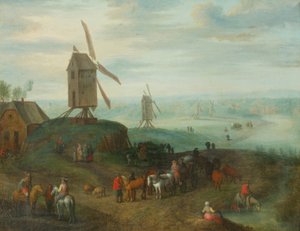 Paysage avec moulins à vent