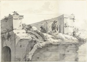 Vue du bord du Ponte Rotto à Rome - Jan Asselijn (copy after)