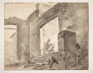 Deux dessinateurs dans une ruine - Jan Baptist Weenix