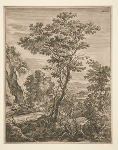 Paysage avec un grand arbre