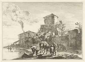 Hommes et une mule près de la Via Appia - Jan Both