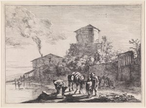 Hommes et un mulet près de la Via Appia - Jan Both