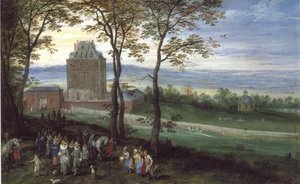 Archiduc Albrecht et Isabelle devant le château de Mariemont - Jan Brueghel the Elder