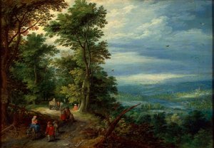 Bord de la forêt La fuite en Égypte - Jan Brueghel the Elder
