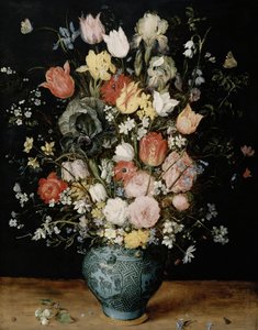 Fleurs dans un vase bleu, vers 1608