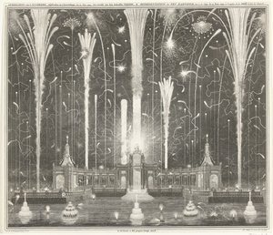 Vuurwerk te Den Haag voor de Vrede van Aken, 1749 - Jan Caspar Philips