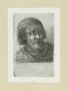 Homme barbu, vers la droite