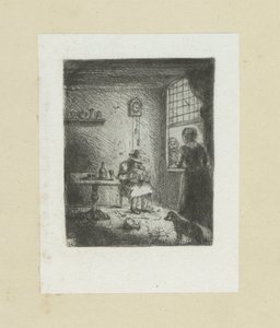Intérieur avec homme lisant
