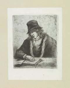 Homme lisant avec un chapeau - Jan Chalon