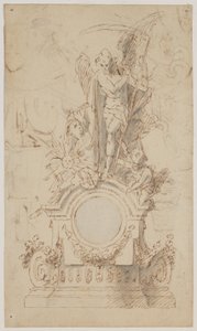Dessin pour une horloge décorative avec Saturne et des anges