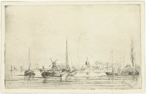 Vue de rivière avec clocher - Jan Daniël Cornelis Carel Willem baron de Constant Rebecque