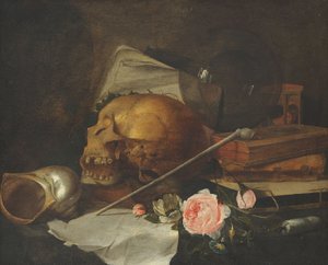 Nature morte au crâne, vers 1650 (huile sur toile)