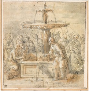 Saints avec des cruches autour de la fontaine - Jan Deys
